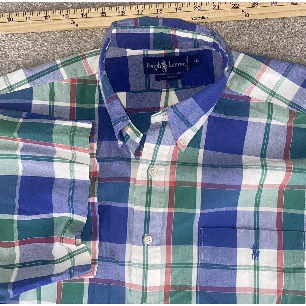 Polo Ralph Lauren Button Down Shirt Loud Plaid Spring Picnic Plaid Men XXL Read